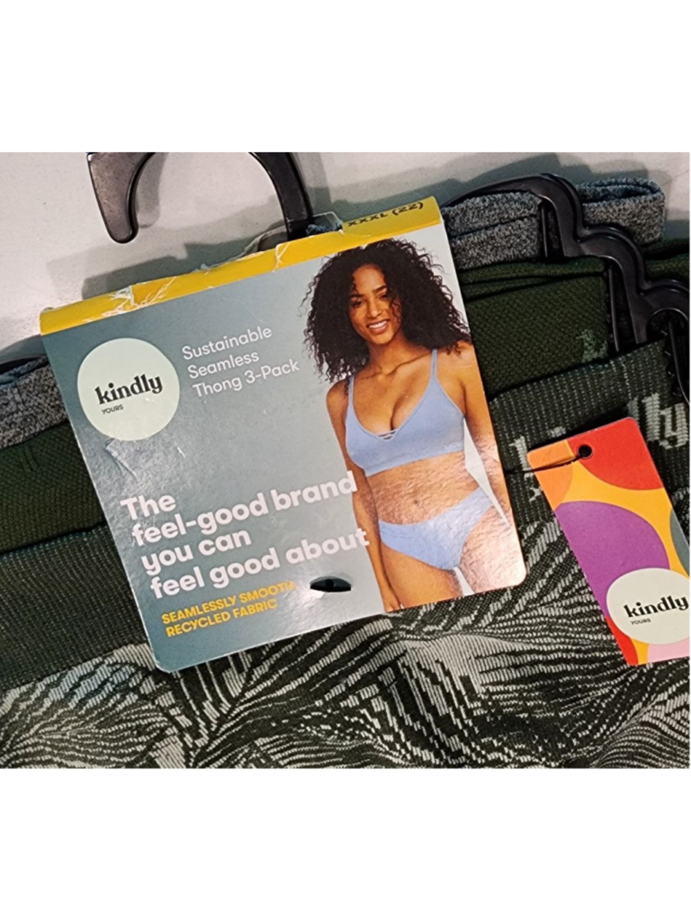 Kindly Yours Seamless Thong 3-Pack XXXL 22 Green Gray NWT